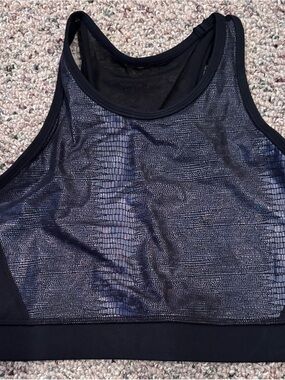 ZYIA Black Snake-Print Sports Bra with Iridescent Accent